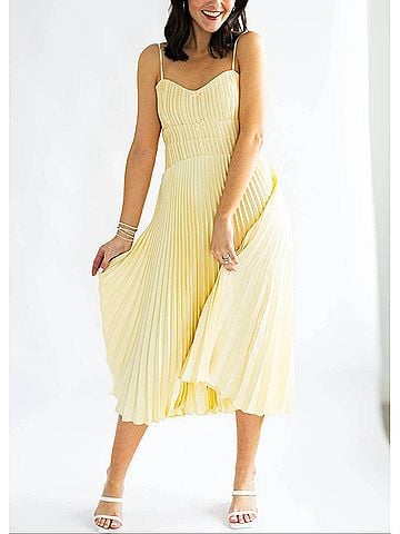 Astr Shionagh Midi Dress in Yellow (view 2)