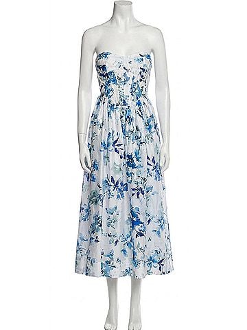 Bardot Lola Corset Midi Dress in Baby Blue Floral (view 1)