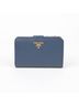 Prada 100% Leather Blue Metal Logo Compact Wallet One size - photo 3
