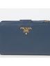 Prada 100% Leather Blue Metal Logo Compact Wallet One size - photo 4