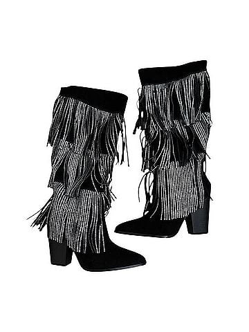 Forever 21 Rhinestone Fringe Suede Boots (view 2)
