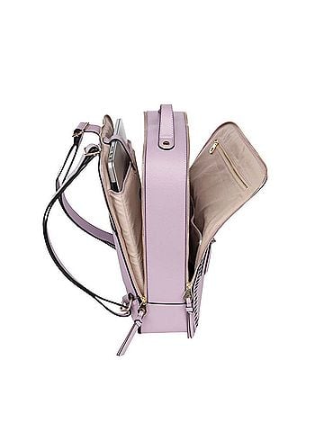 Calpak Kaya 15 inch Laptop Backpack in Lavender Leather Backpack (view 2)