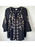 J.Jill 100% Viscose 100% Polyester Floral Black Blue Button-Down Shirt Size M - photo 8