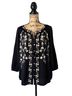 J.Jill 100% Viscose 100% Polyester Floral Black Blue Button-Down Shirt Size M - photo 1