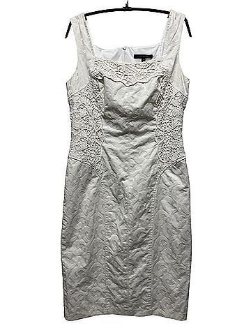 David Meister Ivory Lace-Panel Midi Sheath Dress Cocktail Dress (view 1)