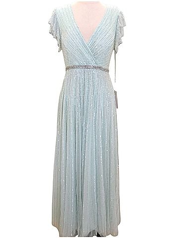 Mac Duggal Mac Duggal 5502 Formal Sequin Beaded Seamist Green Evening Gown Maxi Dress 14 Cocktail Dress (view 1)