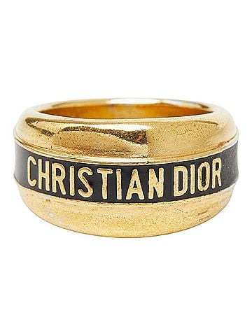 Christian Dior Christian Dior Dior Logo Cord Ring, Size #M, Gold with Black Plating, Women's. (view 1)