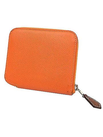 Hermès HERMES Azap Silk In Compact Bi-fold Wallet, EX-LIBRIS, Orange (view 1)