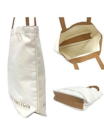 Louis Vuitton Louis Vuitton Museum Tote Bag FONDATION LOUIS VUITTON Canvas White x Beige Paris Limited Edition (view 2)