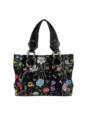 Gucci Gucci Flora handbag, canvas and leather, black multicolor, women's, 153024 z10245 (view 1)