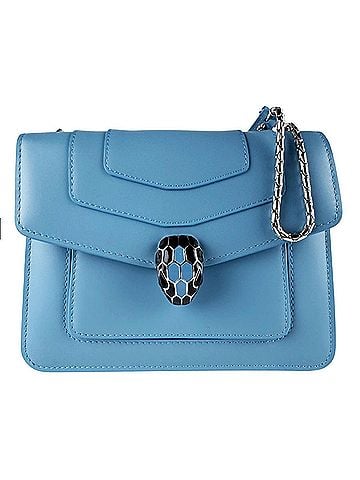 Bvlgari Bulgari BVLGARI Serpenti Forever Shoulder Bag, Leather, Blue, Women's z10241 (view 1)