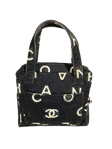 Chanel CHANEL Vintage All-Over Print Icon CC Coco Mark Logo Bag Tote Handbag Canvas Women's Black (view 2)