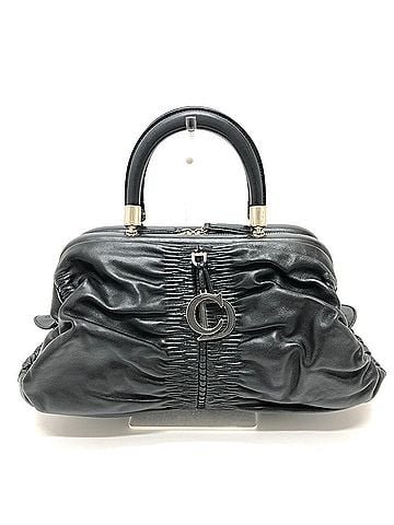 Christian Dior Christian Dior Dior Karenina CD Logo Handbag with Charm, Gathered Leather, Women's, Black (view 1)