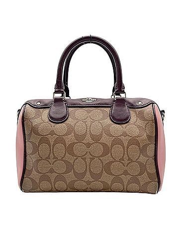 Coach Coach Mini Boston Bag Signature Beige Bordeaux Leather Shoulder Handbag for Women S86 (view 2)