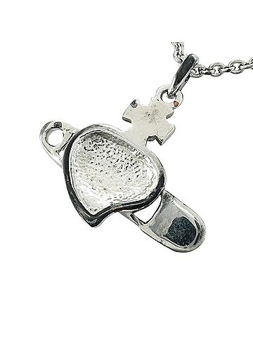 Vivienne Westwood Vivienne Westwood Heart Safety Pin Orb Necklace, Metal, Silver, Orange, Women's (view 2)