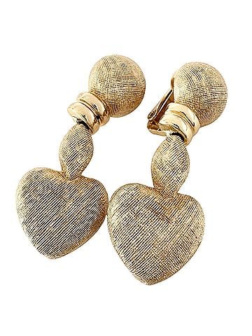Christian Dior Christian Dior Heart Motif Vintage Earrings, Gold Plated, Women's (view 1)