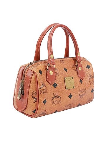 MCM MCM Visetos Mini Boston Bag Shoulder Leather Brown Women's (view 2)