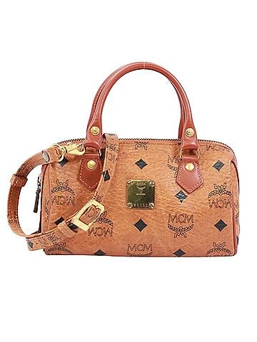 MCM MCM Visetos Mini Boston Bag Shoulder Leather Brown Women's (view 1)