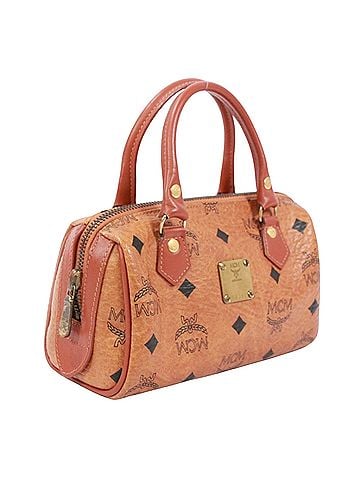 MCM MCM Visetos Mini Boston Bag Shoulder Leather Brown Women's (view 2)