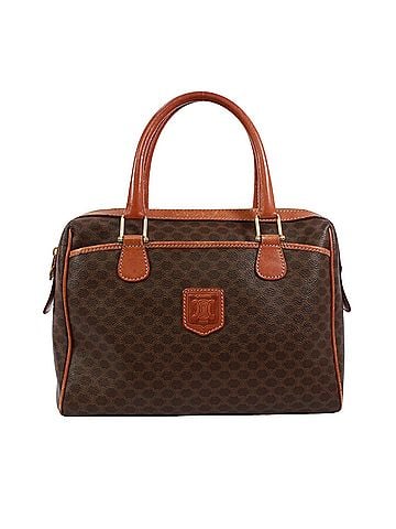 Céline CELINE Macadam Leather Handbag, Brown, Women's (view 1)