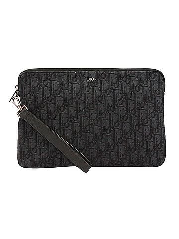 Christian Dior Christian Dior Oblique Pouch 2OBCA251YSE Clutch Bag Leather Jacquard Black Men's (view 1)