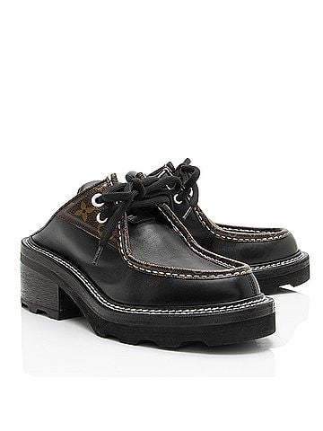 Louis Vuitton Louis Vuitton Monogram Canvas Beaubourg Open Back Derby Platform Loafers - Size 7 / 37 (view 2)