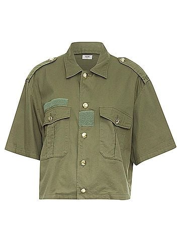 Céline Celine Triomphe button military cropped shirt (view 1)