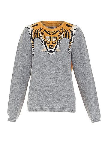 Gucci Gucci Tiger intarsia grey animal knit sweater (view 1)