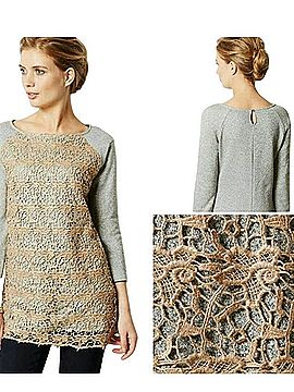 Anthropologie Dolan Sweatshirt Tunic With Lace Overlay Sweatshirt (view 1)