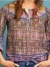 Anthropologie 100% Polyester 67% Rayon 33% Modal Floral Pink Blue 3/4 Sleeve Blouse Size M - photo 4