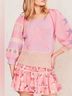 LoveShackFancy Stars Color Block Stripes Pink Purple Tan Pullover Sweater Size M - photo 12
