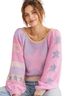 LoveShackFancy Stars Color Block Stripes Pink Purple Tan Pullover Sweater Size M - photo 1