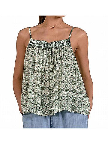 Elan Flowy Boho Top in Green (view 2)