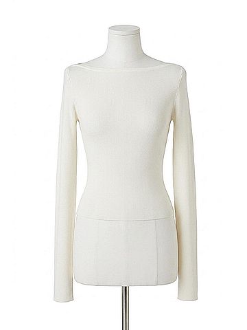 Eterne Long Sleeve Boatneck Top in Cream (view 1)