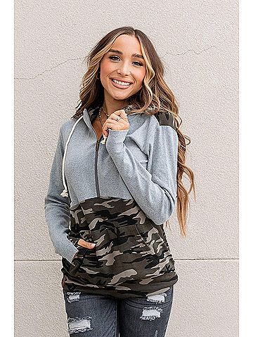 Ampersand Ave Halfzip Hoodie in Cadet Cutie (view 2)