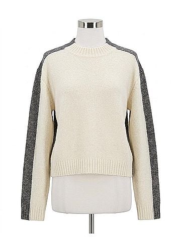 Elan Marla Colorblock Sweater in Grey White (view 1)