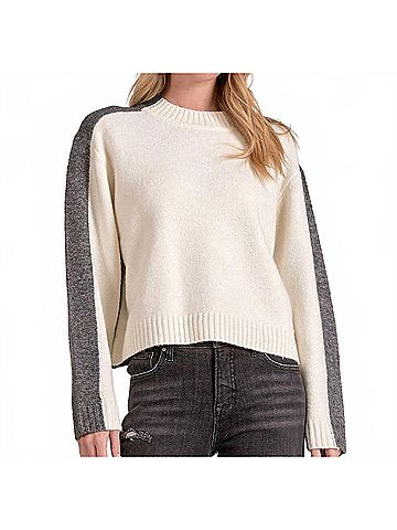 Elan Marla Colorblock Sweater in Grey White (view 2)