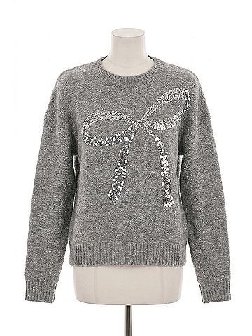 Elan Elizabeth Bow Sweater in Grey (view 1)