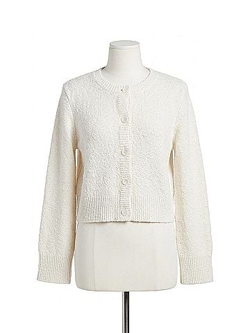 Elan Bell Sleeve Sweater Cardigan in White (view 1)