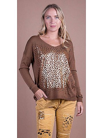 GiGi Moda Idalia Cheetah Sweater in Rust (view 2)