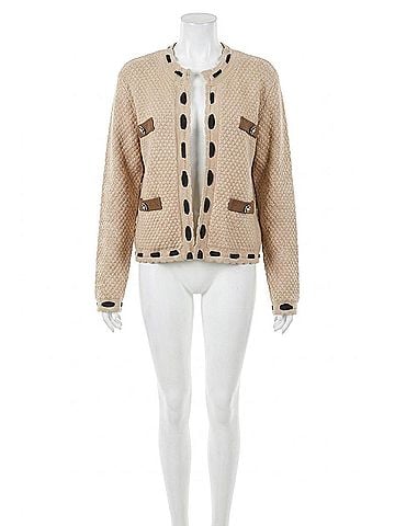 FATE by LFD Ribbon Trimmed Cardigan in Latte (view 1)