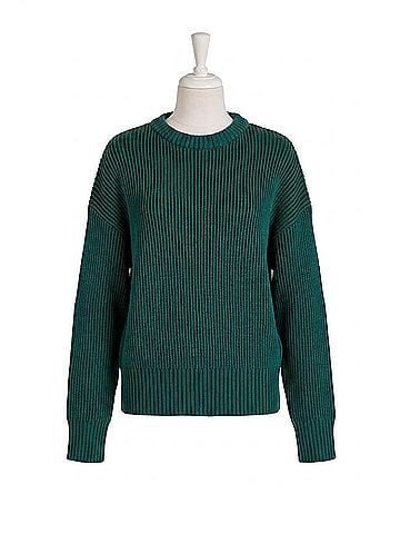 Elan Ribbed Crewneck Sweater in Teal (view 1)