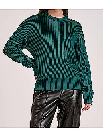 Elan Ribbed Crewneck Sweater in Teal (view 2)