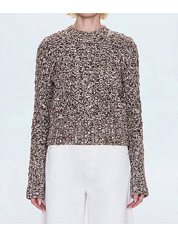 Pistola Quinn Shrunken Fisherman Sweater in Chocolate Marl (view 2)