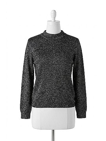 Astr Arabella Open Back Sweater in Black / Silver (view 1)