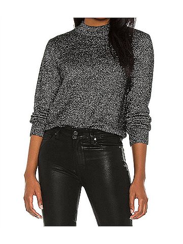 Astr Arabella Open Back Sweater in Black / Silver (view 2)