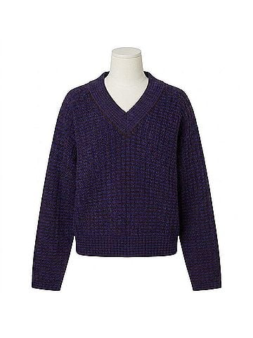 Jumper 1234 Women's Crop Rick Rack Vee Sweater in Hickory Violet (view 1)