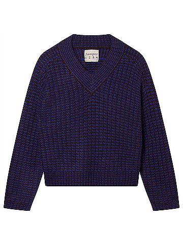 Jumper 1234 Women's Crop Rick Rack Vee Sweater in Hickory Violet (view 2)