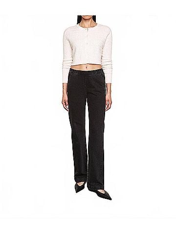 Enza Costa Powder Cashmere Cable Knitted Cardigan in Pale Pink (view 2)