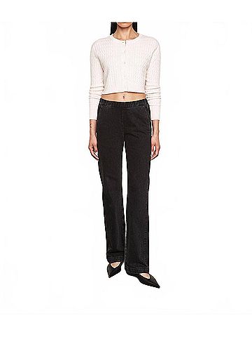 Enza Costa Powder Cashmere Cable Knitted Cardigan in Pale Pink (view 2)